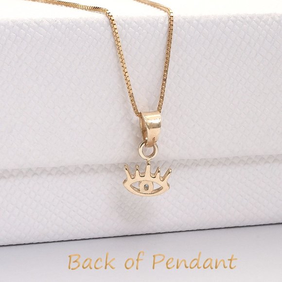 Real Gold Dainty Tiny Evil Eye Charm Stamped 10K *Pendant charm only - no chain* - Picture 4 of 4